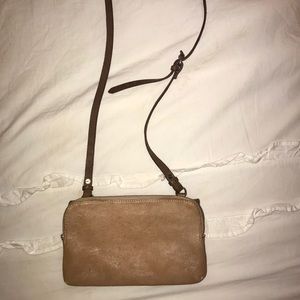 Twin Pouch Crossbody Colorblock Washed Leather